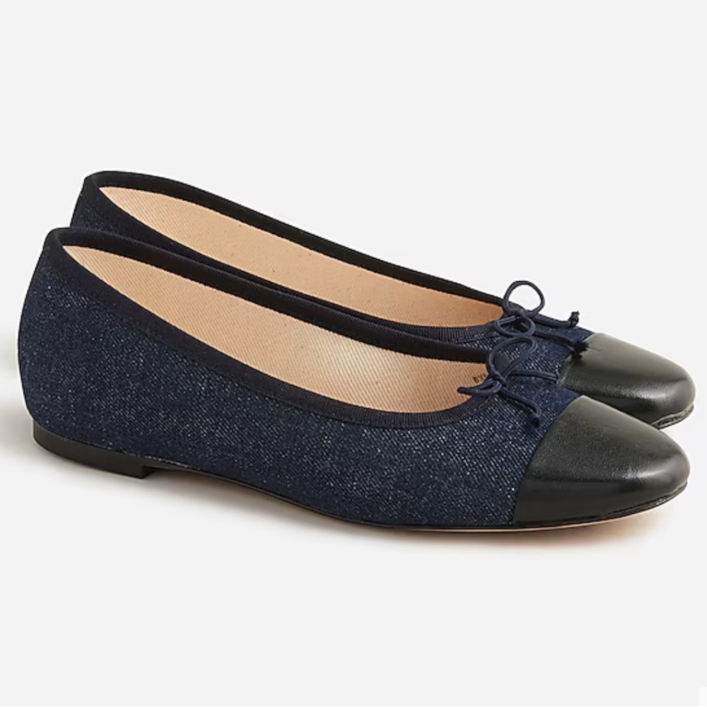 Zoe cap toe ballet flats in washed denim
